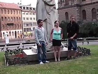 Group of teens PUBLIC street sex by a famous statue PART 1